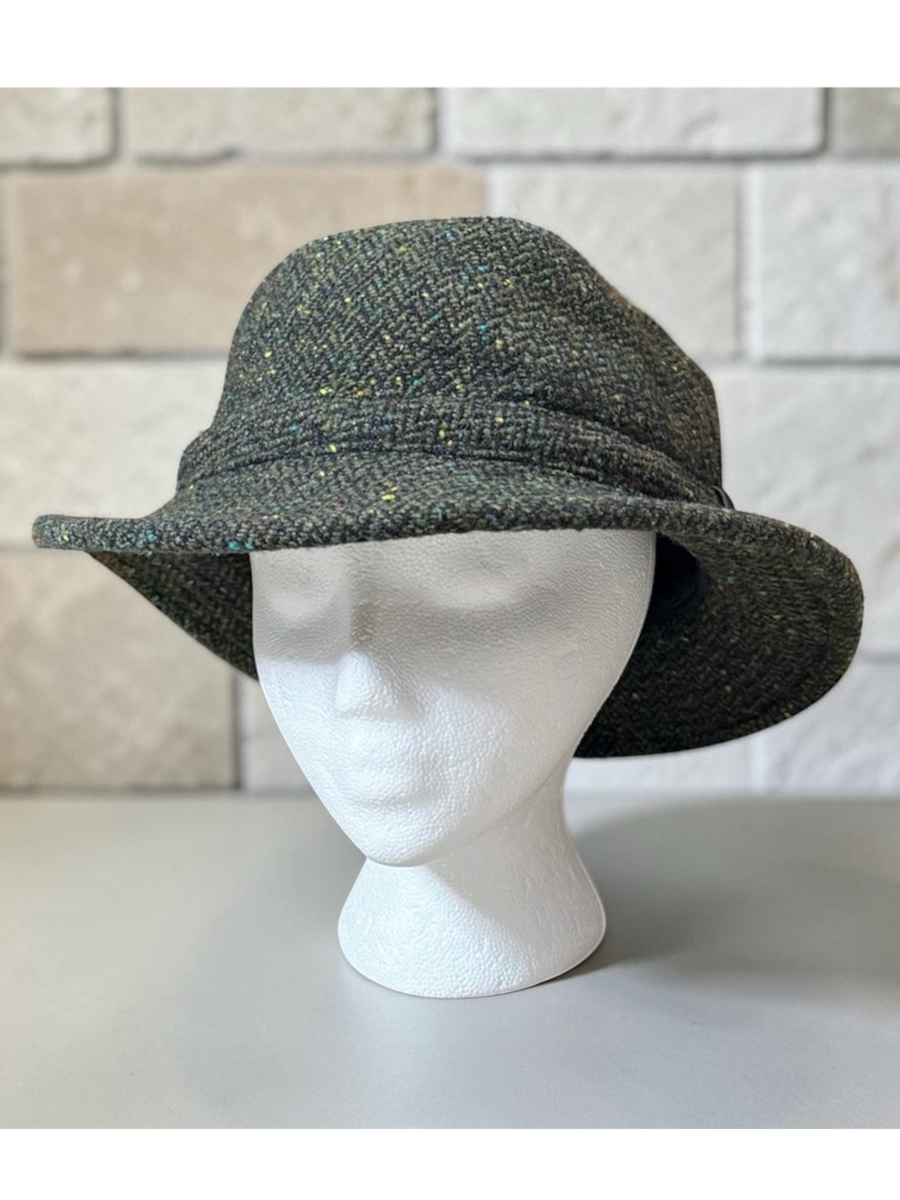Vintage Tilley Wool Hat Bucket Speckled Herringbone Tweed